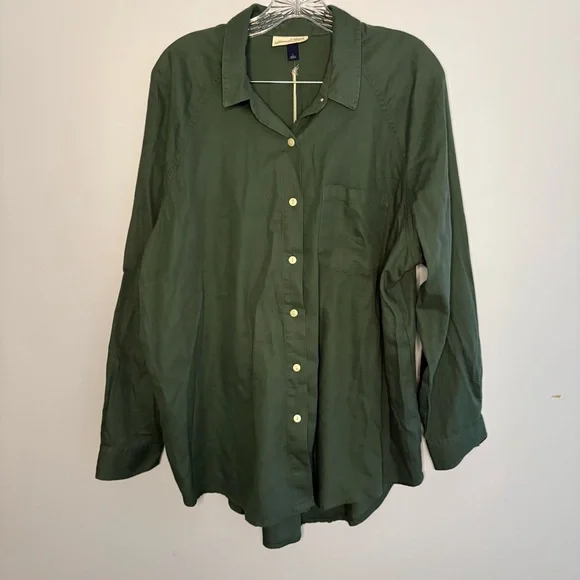 Universal Thread NWT Women’s Dark Green Oversized Button Down Long Sleeve Shirt - Picture 4 of 15
